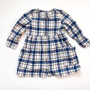 Hanna Andersson Blue Plaid Flannel Dress, Size 5